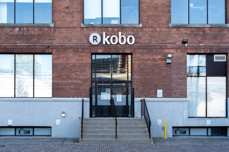 Téléchargez les photos : Toronto, Canada - 14 novembre 2020 : Siège social de Kobo à Toronto, Canada. Rakuten Kobo Inc.est une entreprise canadienne qui vend des livres électroniques, des livres audio, des lecteurs électroniques et des tablettes. - en image libre de droit