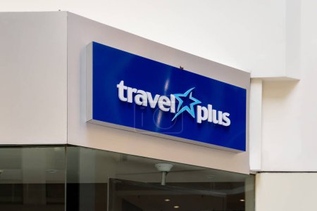 Photo for Toronto, Canada - November 9, 2020: A TravelPlus company sign is seen in Toronto, Canada. TravelPlus is a Travel agency offers travel and tours packages, ticketing services and hotel reservations. - Royalty Free Image