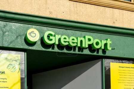 Photo for Toronto, Canada - November 20, 2020: A close up GreenPort Cannabis store sign is shown in Toronto, Canada November 20, 2020. - Royalty Free Image