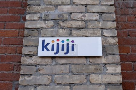 Photo for Toronto, Canada - November 28, 2020: Close up of Kijiji sign on the wall outside of their office in downtown Toronto. Kijiji is an online classified advertising service. - Royalty Free Image