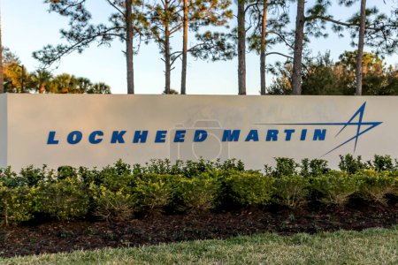 Photo for Orlando, Florida, USA- February 8, 2020: Lockheed Martin sign in Orlando, Florida, USA; Lockheed Martin is an American global aerospace, defense, security, and advanced technologies company. - Royalty Free Image