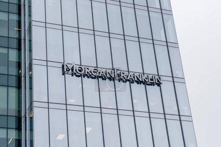 Photo for Tysons Corner, Virginia, USA- January 14, 2020: Sign of MorganFranklin Consulting, LLC in Tysons Corner, a strategy and execution-focused business consulting firm and professional advisor. - Royalty Free Image