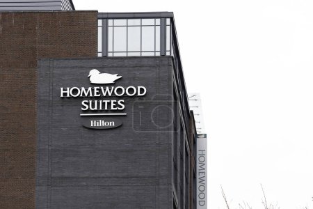 Photo for Washington D.C., USA - January 13, 2020: Homewood Suites sign on the building in Washington D.C., USA. Homewood Suites by Hilton is an American chain of all-suite residential-style hotels. - Royalty Free Image