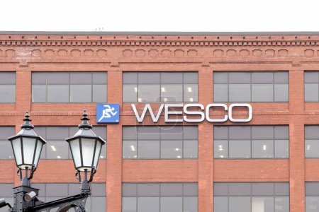 Photo for Pittsburgh, Pennsylvania, USA - January 11, 2020: Sign of WESCO on the building in Pittsburgh, Pennsylvania, USA. WESCO International, Inc. is a publicly traded Fortune 500 holding company. - Royalty Free Image