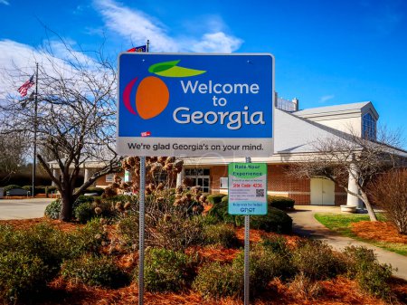 Foto de Georgia, Estados Unidos - 16 de enero de 2020: Georgia Welcome sign at Georgia Welcome Centers USA. - Imagen libre de derechos