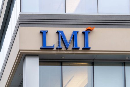 Photo for Tysons Corner, USA - January 14, 2020: LMI sign on its headquarters building in Tysons Corner. The Logistics Management Institute (LMI) is a not-for-profit consulting firm. - Royalty Free Image