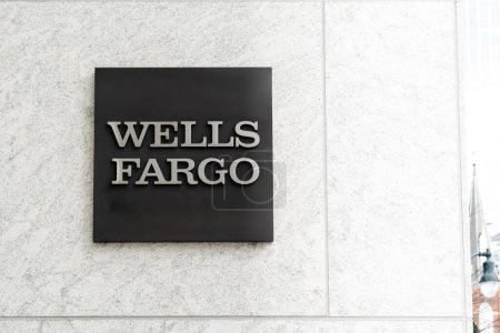 Photo for Charlotte, North Carolina, USA - January 15, 2020: Wells Fargo sign at entrance in Charlotte, North Carolina, USA. Wells Fargo & Company is an American multinational financial services company. - Royalty Free Image