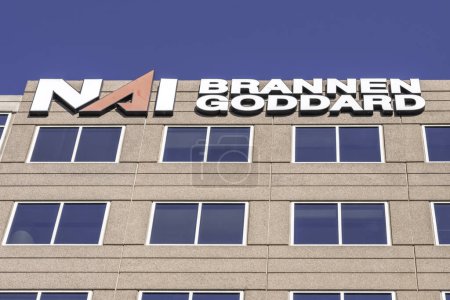 Photo for Atlanta, Georgia, USA - January 16, 2020: Sign of NAI Brannen Goddard on the headquarters building in Atlanta, Georgia, USA. NAI Brannen Goddard is a privately-held commercial real estate firm. - Royalty Free Image