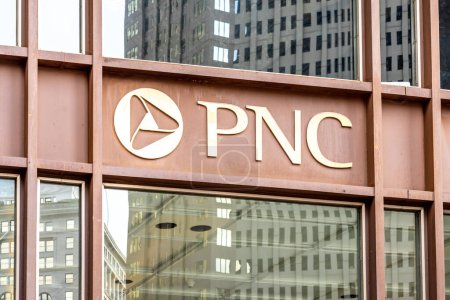 Photo for Pittsburgh, Pennsylvania, USA - January 11, 2020: PNC bank sign in Pittsburgh, USA. PNC Financial Services Group, Inc. is an American bank holding company and financial services corporation. - Royalty Free Image