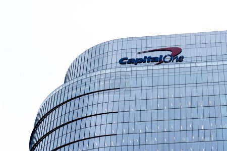 Photo for Washington, DC, USA- January 14, 2020: Capital one office building at Tysons Headquarters office building. Capital One Financial Corporation is an American bank holding company. - Royalty Free Image