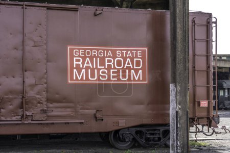 Foto de Savanna, Georgia, EE.UU. - 18 de enero de 2020: Signo del Museo del Ferrocarril de Georgia en Savanna, Georgia, EE.UU., un museo ubicado en un sitio histórico de Central of Georgia Railway. - Imagen libre de derechos