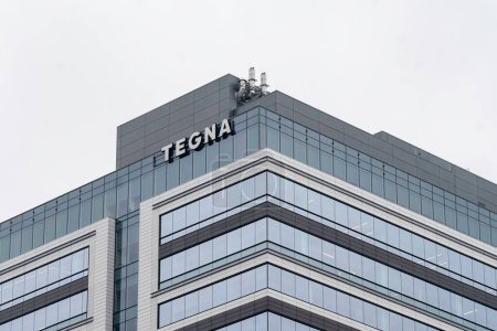 Photo for Tysons Corner, Virginia, USA- March 1, 2020: TEGNA sign on the building in Tysons Corner, Virginia. Tegna Inc. is an American publicly traded broadcast, digital media and marketing services company. - Royalty Free Image