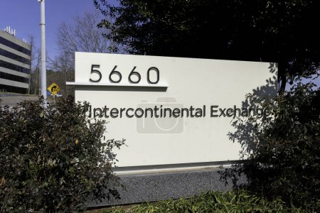 Photo for Atlanta, Georgia, USA - January 16, 2020: Intercontinental Exchange (ICE) sign at their headquarters in Atlanta, Georgia, USA. ICE is an American company that owns exchanges. - Royalty Free Image