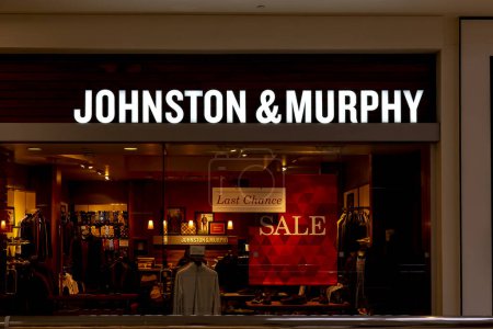 Photo for Tysons Corner, Virginia, USA- January 14, 2020: Johnston & Murphy storefront. Johnston & Murphy is an American footwear and clothing company. - Royalty Free Image