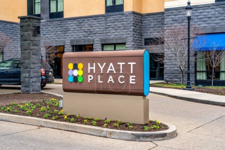Photo for Pittsburgh, Pennsylvania, USA - January 11, 2020: Sign of Hyatt Place hotel. Hyatt Place hotels are mid-sized limited-service hotels catering to families as well as business travelers. - Royalty Free Image