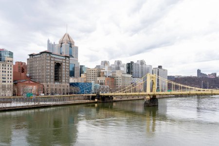 Photo for Pittsburgh, Pennsylvania, USA - January 11, 2020: Pittsburgh city downtown skyline. Pittsburgh is a city in the state of Pennsylvania in the United States. - Royalty Free Image