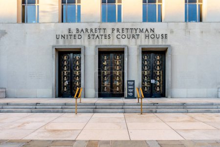 Photo for Washington D.C., USA - January 12, 2020: Entrance of E. Barrett, Prettyman, Courthouse in Washington D.C., USA, a federal district court in the District of Columbia. - Royalty Free Image