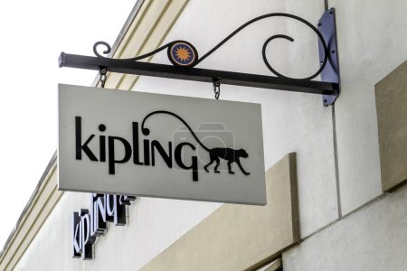 Photo for Orlando, Florida, USA- February 5, 2020: Kipling store sign in Orlando, Florida, USA. Kipling is a Belgian fashion brand. Kipling sells handbags, backpacks, totes, luggage and accessories. - Royalty Free Image