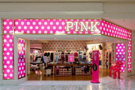 Photo for Tysons Corner, Virginia, USA- January 14, 2020: Victoria's Secret Pink storefront in Tysons Corner Center, Virginia, USA. PINK is a lingerie and apparel line by Victoria's Secret. - Royalty Free Image