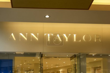Photo for Tampa, Florida, USA - February 23, 2020: The Ann Taylor store sign in a mall in Tampa, Florida, USA. Ann Inc. is an American group of specialty apparel retail chain stores for women. - Royalty Free Image