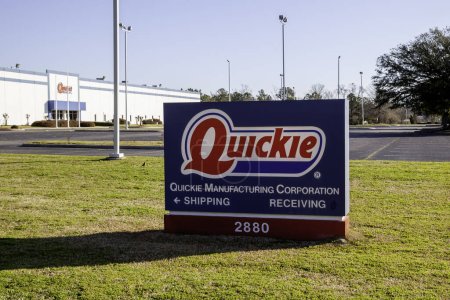 Photo for Lumberton, North Carolina, USA - February 29, 2020: Sign of Quickie Manufacturing Corporation in Lumberton, North Carolina, a supplier and distributor of cleaning tools and supplies. - Royalty Free Image