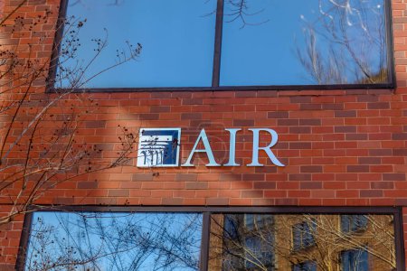 Photo for Washington D.C., USA - March 1, 2020: American Institutes for Research (AIR) sign and logo on their headquarters building in Washington D.C., USA. AIR is a nonprofit organization. - Royalty Free Image