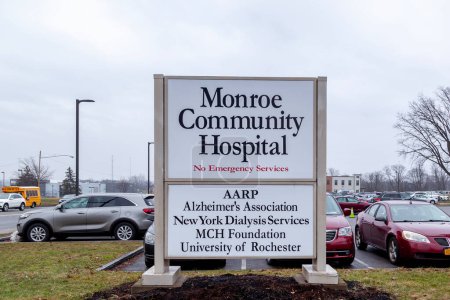 Téléchargez les photos : Rochester, NY, USA - 3 mars 2020 : Hôpital général communautaire Monroe à Rochester, New York, un établissement de soins de santé résidentiel entièrement certifié. - en image libre de droit