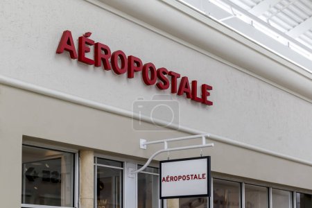 Photo for Pearland, Texas, USA - February 19, 2022: Closeup of Aeropostale store sige on the building. Aeropostale is a specialty retailer of casual apparel and accessories. - Royalty Free Image