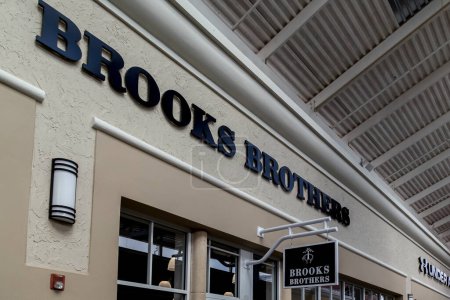 Photo for Orlando, Florida, USA- February 24, 2020: Brooks Brothers store sign in Orlando, Florida, USA. Brooks Brothers is one of America's oldest retailers, specializing in men's suits and outerwear. - Royalty Free Image