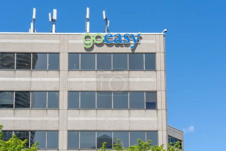 Photo for Mississauga, Ontario, Canada - July 14, 2019: Close up of Goeasy sign on their head office building in Mississauga, Ontario, Canada. Goeasy Ltd. is a Canadian public alternative financial company. - Royalty Free Image