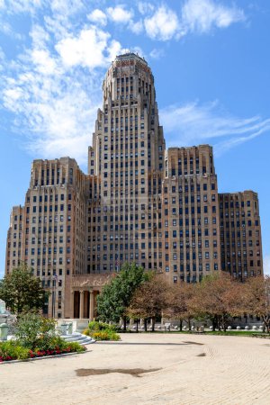 Photo for Buffalo, New York, USA - September 2, 2019: Top of the Buffalo City Hall building is shown in Buffalo, New York, USA. - Royalty Free Image