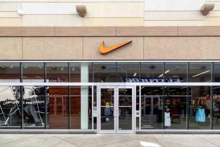 Photo for A Nike store is seen on September 10, 2019 in Niagara-on-the-Lake, On, Canada. Nike, Inc. is an American multinational corporation. - Royalty Free Image
