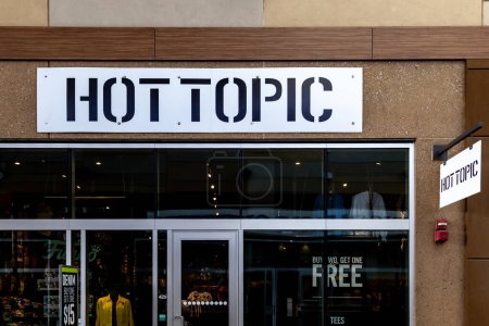 Photo for Hot Topic store is seen in Niagara-on-the-Lake, Ontario, Canada on September 10, 2019. Hot Topic is an American retail chain specializing in counterculture-related clothing and licensed music. - Royalty Free Image