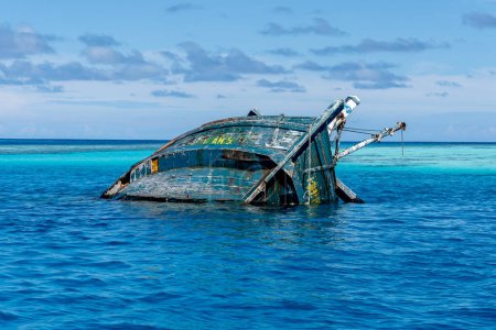 Shipwreck in Vaavu Atoll near Keyohoo Island, Maldives