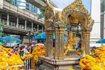 Photo for Bangkok, Thailand - December 7, 2018: The Erawan Shrine in Bangkok, Thailand. - Royalty Free Image