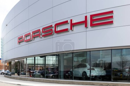 Photo for Toronto, Ontario, Canada - April 27, 2018: Exterior view of Porsche Centre North Toronto. Porsche AG is a German automobile manufacturer specializing in high-performance sports cars, SUVs and sedans. - Royalty Free Image