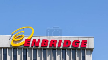 Photo for Toronto, Ontario, Canada - May 24, 2018: Sign of Enbridge on the head office building in Toronto. Enbridge Gas Distribution Inc is a Canadian multinational energy transportation company. - Royalty Free Image