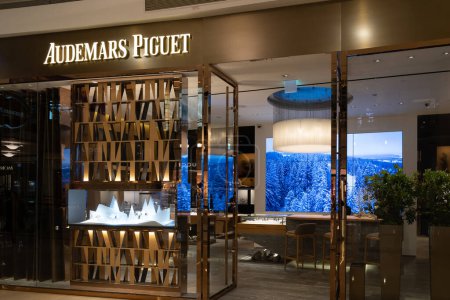 Photo for Taipei, Taiwan - December 10, 2018: Audemars Piguet storefront in Taipei 101 Shopping Mall. Founded in 1875, Audemars Piguet SA also known as AP, is a Swiss manufacturer of luxury mechanical watches. - Royalty Free Image