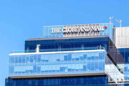 Photo for Toronto, Canada - June 19, 2018: Sign of Globe and Mail on the Headquarters office building in Toronto. The Globe and Mail is a Canadian newspaper printed in five cities in western and central Canada - Royalty Free Image