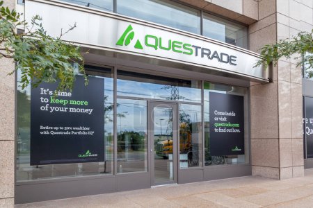 Photo for Toronto, Ontario, Canada - September 6, 2018: Questrade entrance at Toronto office. Questrade, Inc. provides online brokerage and stock trading services to independent investors in Canada. - Royalty Free Image
