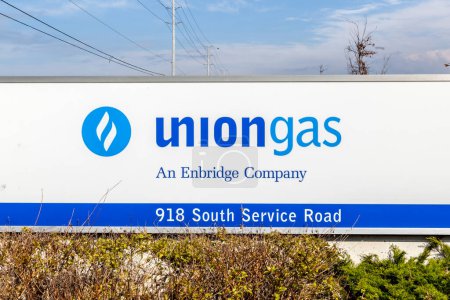 Foto de Stoney Creek, Ontario, Canadá - 20 de mayo de 2018: Señal de Union Gas Limited en las instalaciones de Stoney Creek. Ontario. Union Gas Limited es una importante compañía canadiense de gas natural. - Imagen libre de derechos