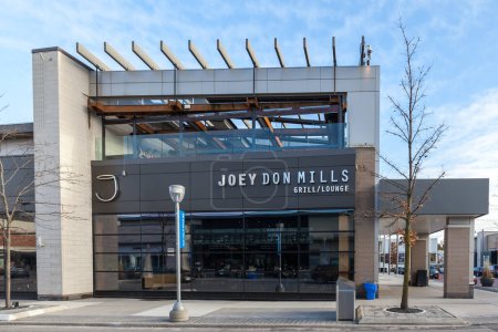 Téléchargez les photos : Logo Joey Don Mills sur un immeuble - en image libre de droit