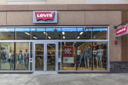 Photo for Niagara On the Lake, Canada- May 20, 2018: Levi's storefront in Outlet Collection at Niagara. Levi Strauss & Co. is a privately held American clothing company known for its Levi's brand of denim jean - Royalty Free Image