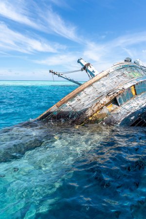 Schiffbruch im Vaavu Atoll in der Nähe der Insel Keyohoo, Malediven