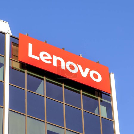Photo for Markham, Ontario, Canada - June 2, 2018: Sign of Lenovo at Lenovo Canada head office near Toronto in Markham. Lenovo is a Chinese technology company with headquarters in Beijing, China. - Royalty Free Image
