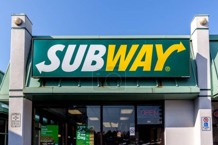 Photo for Toronto, Canada - February 14, 2018: Close up of Subway sign on the building in Toronto. Subway is an American fast food restaurant franchise. - Royalty Free Image