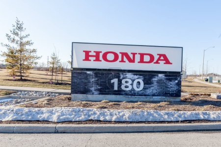 Photo for Markham, Ontario, Canada - April 22, 2018: Sign of Honda Canada at head office in Markham, ontario, Canada. Honda Canada Inc. is the Canadian division of the Honda Motor Company. - Royalty Free Image