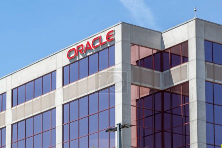 Photo for Markham, Ontario, Canada - May 21, 2018: Oracle sign on Oracle Canada Markham office building. Oracle Corporation is an American multinational computer technology corporation. - Royalty Free Image