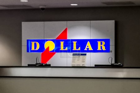 Photo for Houston, Texas, USA - September 22, 2018: Sign of Dollar Rent A Car at Airport Counter , an American rental car agency Operating as a subsidiary of The Hertz Corporation. - Royalty Free Image