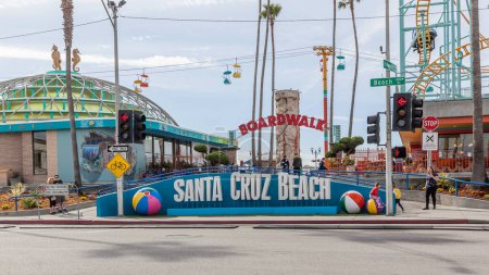 Photo for Santa Cruz, California, USA - March 31, 2018: Sign of Santa Cruz Beach Boardwalk, California's oldest surviving amusement park offers a variety of games. - Royalty Free Image